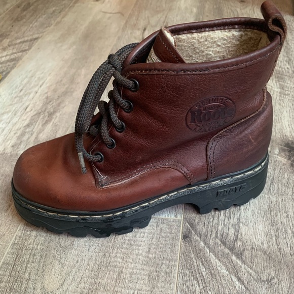 Roots Canada Boots Tuff Brown Leather Lace Up Lug Work Heavy Men 4.5 Women 6.5 - Picture 7 of 14